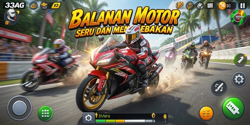 Gameplay seru balapan motor dalam 33AG