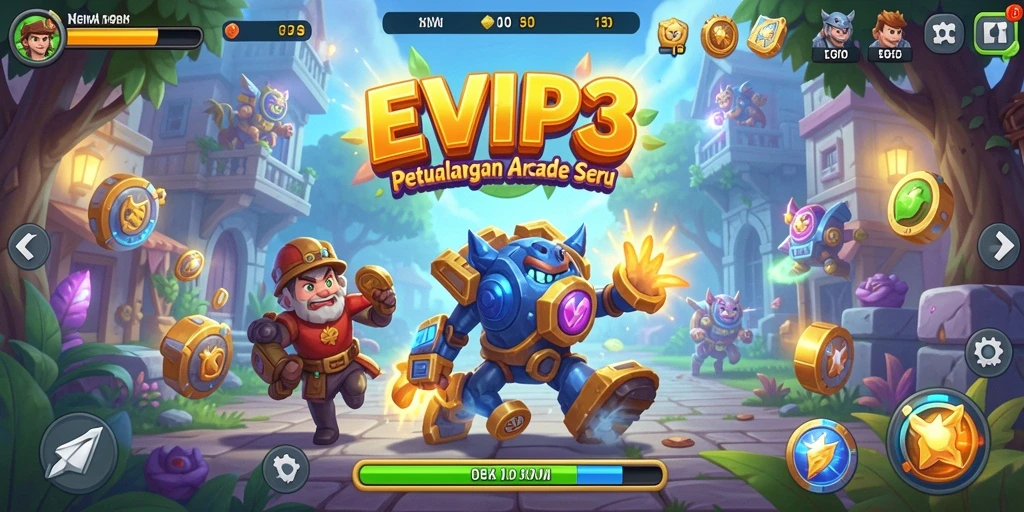 Screenshot gameplay EVIP3 menampilkan aksi arcade yang penuh tantangan dan keseruan.
