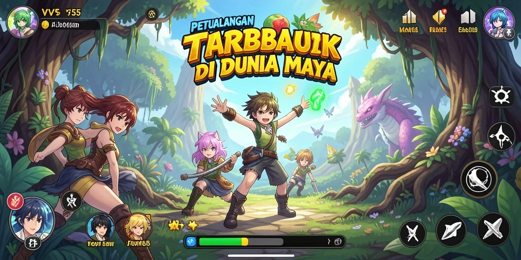 Screenshot gameplay VV55 menampilkan aksi seru karakter anime.