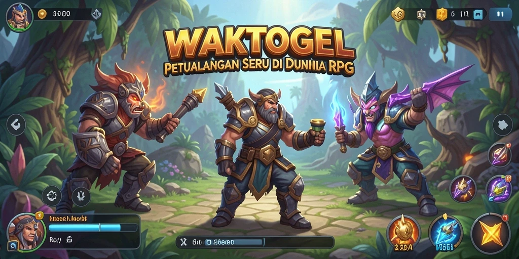 Tangkapan layar yang menampilkan aksi seru dalam WAKTOGEL RPG.